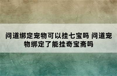 问道绑定宠物可以挂七宝吗 问道宠物绑定了能挂奇宝斋吗